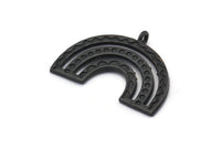 Black Charm, 4 Oxidized Black Brass, Black Pendants, Charm Pendants, Black Semi Circle Charms With 1 Loop (25x19x1.2mm) N1474 H1308