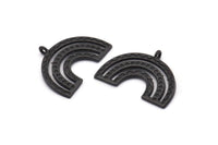 Black Charm, 4 Oxidized Black Brass, Black Pendants, Charm Pendants, Black Semi Circle Charms With 1 Loop (25x19x1.2mm) N1474 H1308