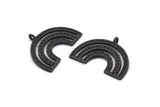Black Charm, 4 Oxidized Black Brass, Black Pendants, Charm Pendants, Black Semi Circle Charms With 1 Loop (25x19x1.2mm) N1474 H1308