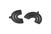 Black Charm, 4 Oxidized Black Brass, Black Pendants, Charm Pendants, Black Semi Circle Charms With 1 Loop (25x19x1.2mm) N1474 H1308