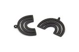 Black Charm, 4 Oxidized Black Brass, Black Pendants, Charm Pendants, Black Semi Circle Charms With 1 Loop (25x19x1.2mm) N1474 H1308
