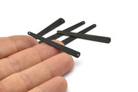 Black Necklace Bar, 12 Textured Oxidized Black Brass Necklace Blanks With 2 Holes (43x6x3x0.80mm) M869