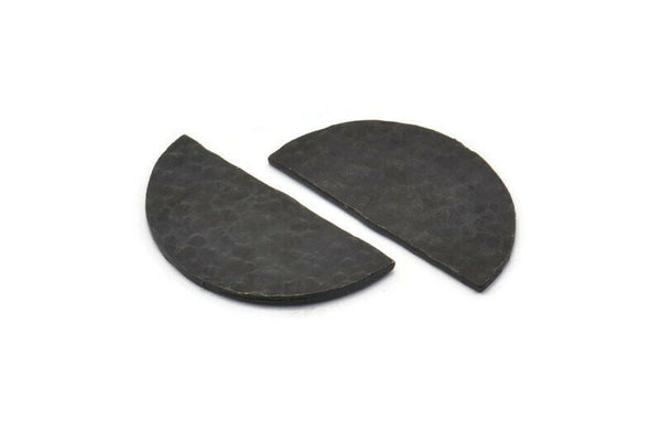Hammered Half Moon, 2 Hammered Oxidized Black Brass Semi Circle Blanks (30x15x1.2mm) N0209