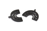 Black Charm, 4 Oxidized Black Brass, Black Pendants, Charm Pendants, Black Semi Circle Charms With 1 Loop (24x18x1.2mm) N1473 H1337