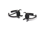Black Claw Ring, 2 Oxidized Black Brass Adjustable 4 Claw Rings - Ring Stone Setting - Pad Size 12x10mm N1386 H1310