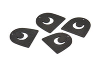 Siyah Ay Tılsımı, 1 Delikli 20 Oksitlenmiş Siyah Pirinç D Şeklinde Tılsım (16x17x0,50 mm) M1063