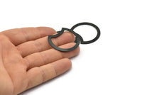Siyah Ay Tılsımı, 1 Delikli 6 Oksitlenmiş Siyah Pirinç Ay Tılsımı (35x28x0,80 mm) M952