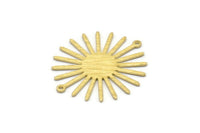 Brass Sun Charm, 10 Textured Raw Brass Sun Charms With 2 Loops, Connectors (33x30x0.80mm) M02230