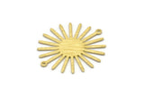 Brass Sun Charm, 10 Textured Raw Brass Sun Charms With 2 Loops, Connectors (33x30x0.80mm) M02230