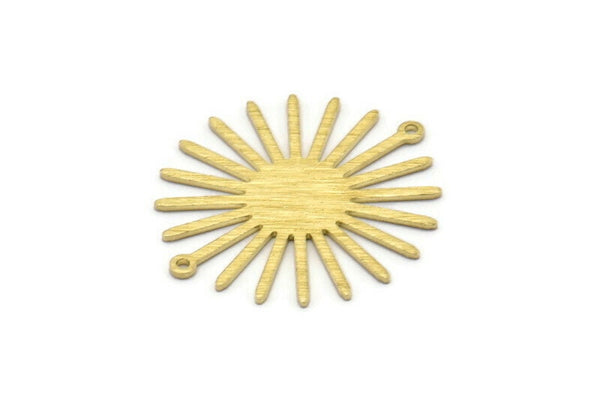 Brass Sun Charm, 10 Textured Raw Brass Sun Charms With 2 Loops, Connectors (33x30x0.80mm) M02230