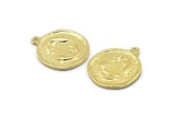 Brass Pisces Charm, 4 Raw Brass Pisces Charms With 1 Loop (17x20mm) F-86