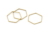Hexagon Ring Charm, 50 Raw Brass Hexagon Shaped Ring Charms (25x0.6x0.9mm) BS 1206