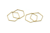 Hexagon Ring Charm, 50 Raw Brass Hexagon Shaped Ring Charms (25x0.6x0.9mm) BS 1206