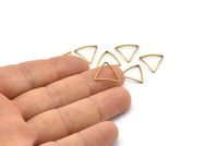 Brass Triangle Charm, 50 Raw Brass Open Cambered Triangle Ring Charms (15x0.5x0.8mm) Bs 1214