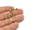 Stainless Steel Post, 100 Stainless Steel Earring Posts With Raw Brass 5mm Cup,bowl Pad, Ear Stud Bs 1245