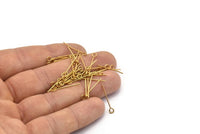 Eye Pin, Beading Pin, 100 Raw Brass Eye Pins, Findings (20x0.7mm) Bs 1151