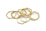 Hexagon Ring Charm, 50 Raw Brass Hexagon Shaped Ring Charms (16x0.6x0.8mm) BS 1202