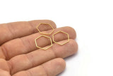 Hexagon Ring Charm, 50 Raw Brass Hexagon Shaped Ring Charms (16x0.6x0.8mm) BS 1202