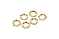 Brass Hexagon Charm, 100 Raw Brass Hexagon Ring Charms (8x1mm) BS 1219