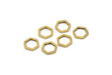 Brass Hexagon Charm, 100 Raw Brass Hexagon Ring Charms (8x1mm) BS 1219