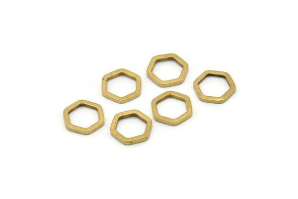 Pirinç Altıgen Tılsım, 100 Ham Pirinç Altıgen Yüzük Tılsımı (8x1mm) BS 1219