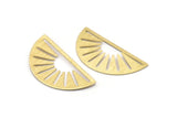 Brass Sun Blank, 6 Textured Raw Brass Semi Circle Blanks (36x17x0.60mm) M02073