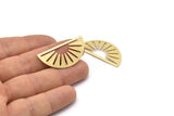 Brass Sun Blank, 6 Textured Raw Brass Semi Circle Blanks (36x17x0.60mm) M02073