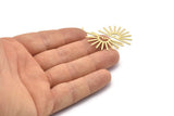 Brass Sun Charm, 8 Textured Raw Brass Sun Charms With 1 Hole (32x14x0.60mm) M02064