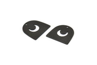 Siyah Ay Tılsımı, 1 Delikli 20 Oksitlenmiş Siyah Pirinç D Şeklinde Tılsım (16x17x0,50 mm) M1063