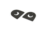 Siyah Ay Tılsımı, 1 Delikli 20 Oksitlenmiş Siyah Pirinç D Şeklinde Tılsım (16x17x0,50 mm) M1063