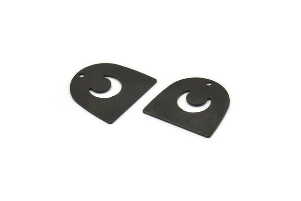Siyah Ay Tılsımı, 1 Delikli 20 Oksitlenmiş Siyah Pirinç D Şeklinde Tılsım (16x17x0,50 mm) M1063