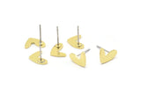 Brass Heart Earring, 10 Raw Brass Heart Stud Earrings (11x8x1mm) M705 A2341