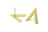 Brass Earring, 8 Raw Brass V Shaped Stud Earrings (19x18x1mm) M01121 A2353