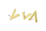 Brass Earring, 8 Raw Brass V Shaped Stud Earrings (19x18x1mm) M01121 A2353
