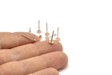 Rose Gold Round Earring, 10 Rose Gold Plated Brass Round Earring Studs (4x0.80mm) A1531
