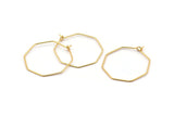 Gold Octagon Earring, 10 Gold Plated Brass Wire Octagon Earring Charms, Pendants, Findings (28.5x0.7mm) E302