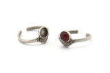 Silver Ring Settings, 4 Antique Silver Plated Brass Adjustable Sunrise Rings - Pad Size 6mm N0738 H1361