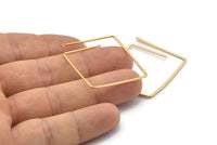 Gold Square Earring, 4 Gold Brass Wire Square Earring Charms With 1 Hole, Pendants, Findings (30x1mm) E548