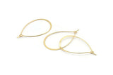 Gold Drop Earring, 6 Gold Plated Brass Wire Drop Earring Charms, Pendants, Findings (40x23x0.7mm) E382