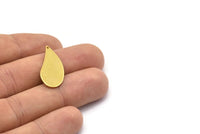 Brass Drop Charm, 10 Raw Brass Drop Blanks (27x12.5x1mm) Bs 1274