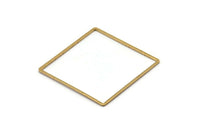 Square Ring Charm, 6 Raw Brass Square Connectors (42mm) Bs 1310