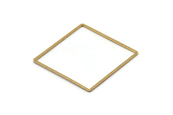 Square Ring Charm, 6 Raw Brass Square Connectors (42mm) Bs 1310