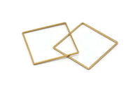 Square Ring Charm, 6 Raw Brass Square Connectors (42mm) Bs 1310