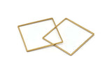 Square Ring Charm, 6 Raw Brass Square Connectors (42mm) Bs 1310