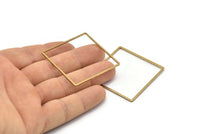 Square Ring Charm, 6 Raw Brass Square Connectors (42mm) Bs 1310