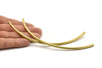 Choker Curved Tube, 12 Raw Brass Curved Tubes, Brass Extra Long Beads, Choker Findings, Charms(4x120mm) Bs 1426