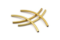 Long Curved Tube Beads, 24 Raw Brass Curved Tubes (3x60mm) Bs 1409