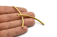 Long Curved Tube Beads, 24 Raw Brass Curved Tubes (3x60mm) Bs 1409