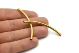 Long Curved Tube Beads, 24 Raw Brass Curved Tubes (3x60mm) Bs 1409