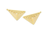Gold Triangle Charm, 10 Gold Plated Brass Triangle Charms With 1 Loop, Pendants, Findings (31x26x0.70mm) D1344